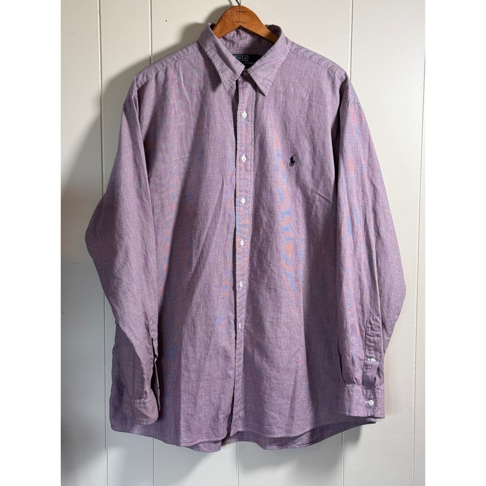 Polo Ralph Lauren Regent Classic Fit Purple Striped Button Down Shirt 17.5 34/35